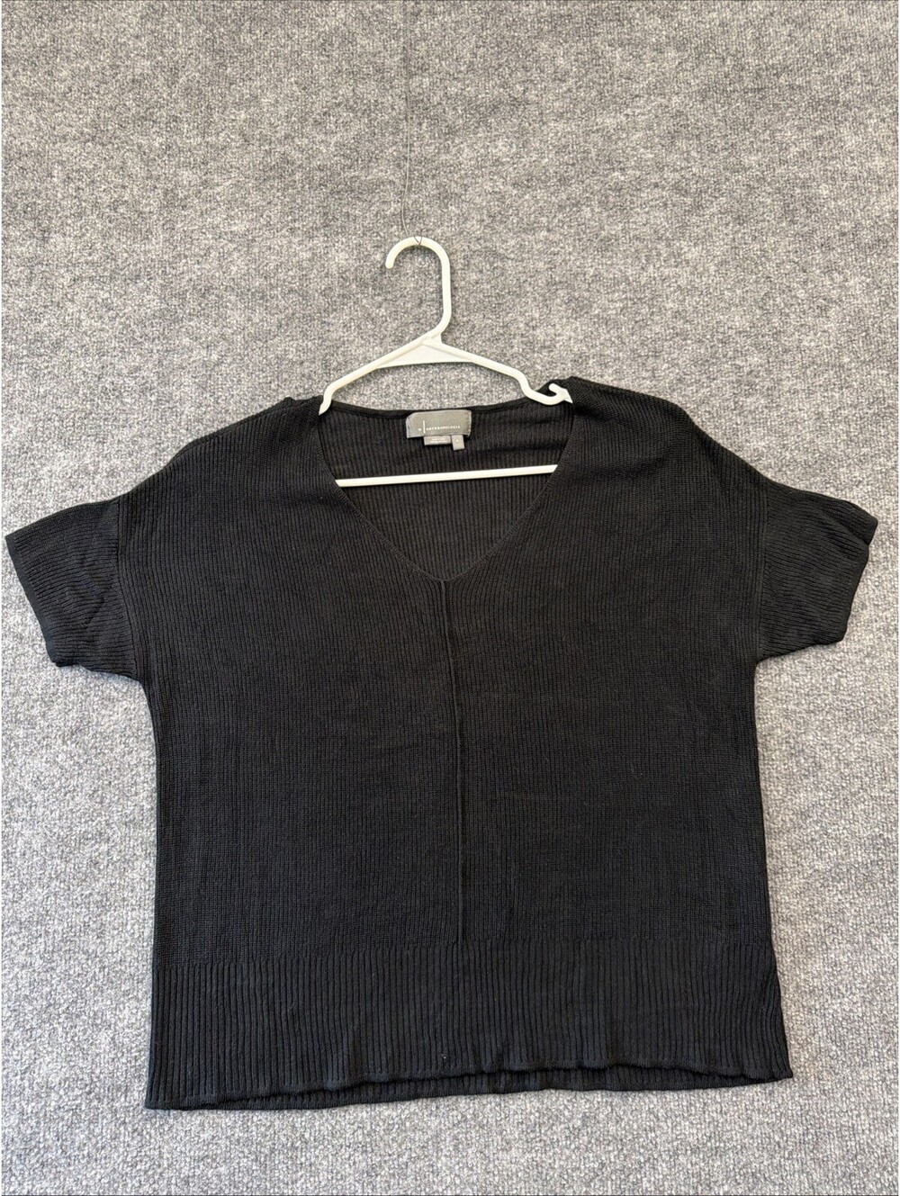 By Anthropologie Black Sweater Knit Top Short Sleeve S